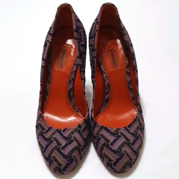MISSONI Chevron Print Purple Multicolor Pumps - Picture 3 of 9